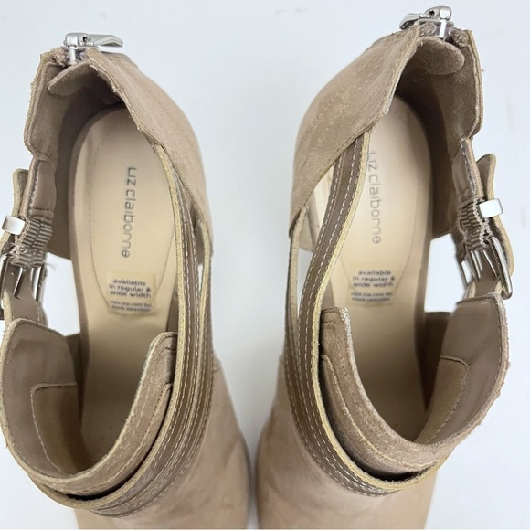 Liz Claiborne Genesis Tan Brown Buckled Strappy Peep Toe Block Heels Size 11 - Picture 6 of 8